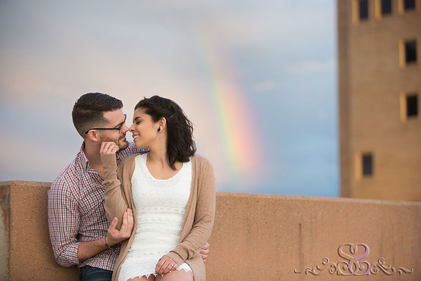 22-engaged-couple-kiss-under-rainbowlawrence-wedding-photographer