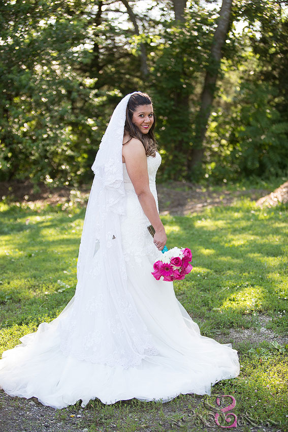 17-bride-smiles-with-pink-bouquet-lawrence-wedding-photographer-stony-point-hall-wedding
