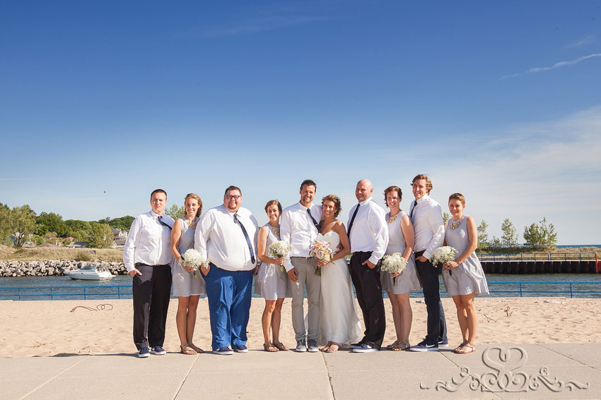 54-wedding party on beach michigan wedding photographer