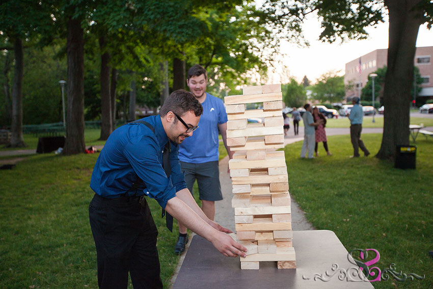 64-guests play jenga during reception lawrence wedding photographer
