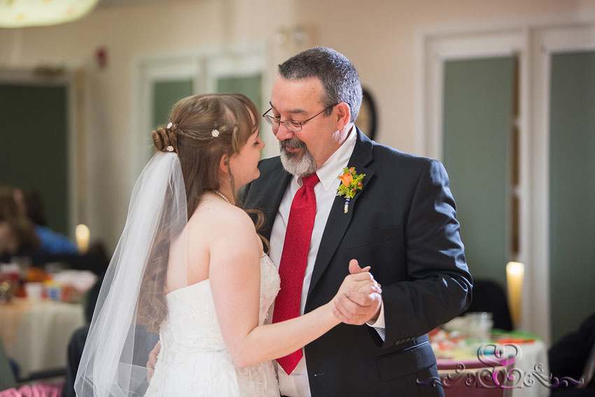 49-father-smiles-at-bride-during-dance-destination-wedding-photographer-Fall-Wedding-at-Waterford-Crossing-Goshen-IN