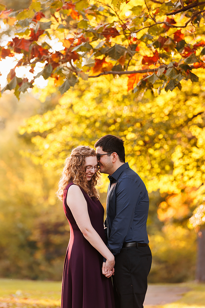 Milham Park colorful fall engagement