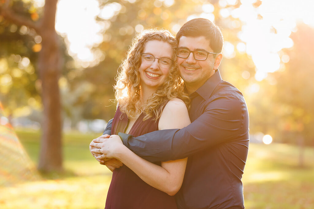 Milham Park colorful fall engagement