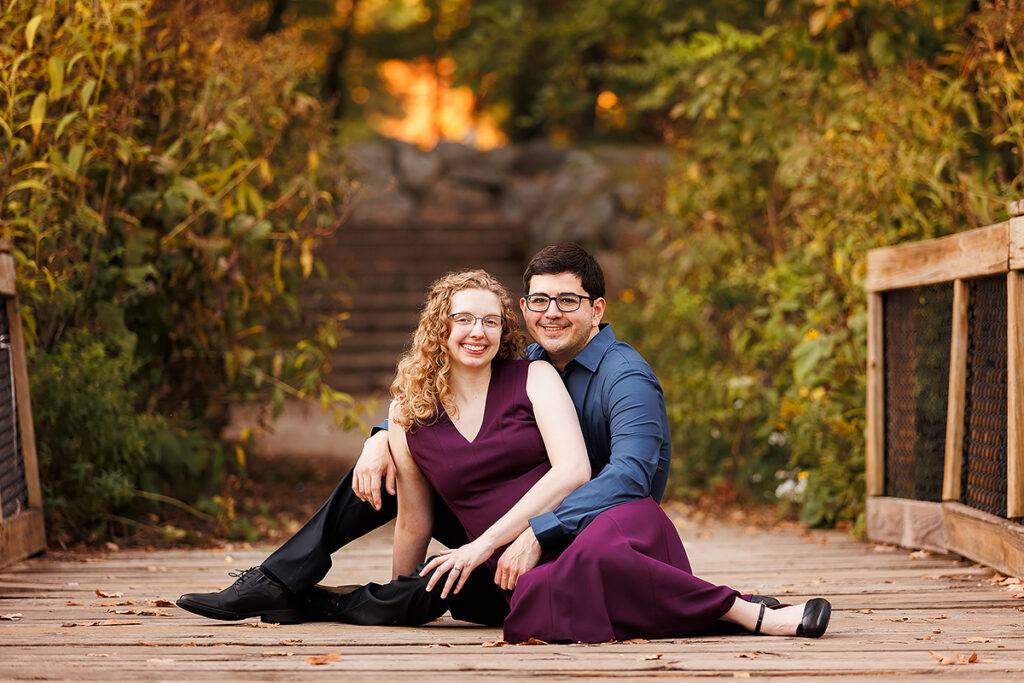 Milham Park colorful fall engagement