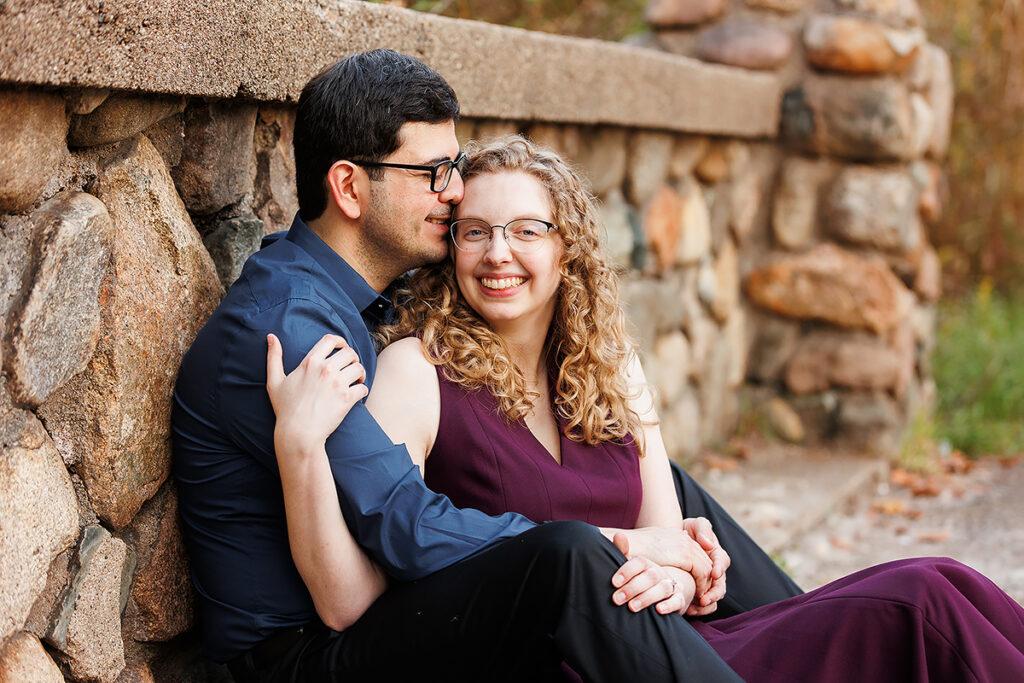 Milham Park colorful fall engagement