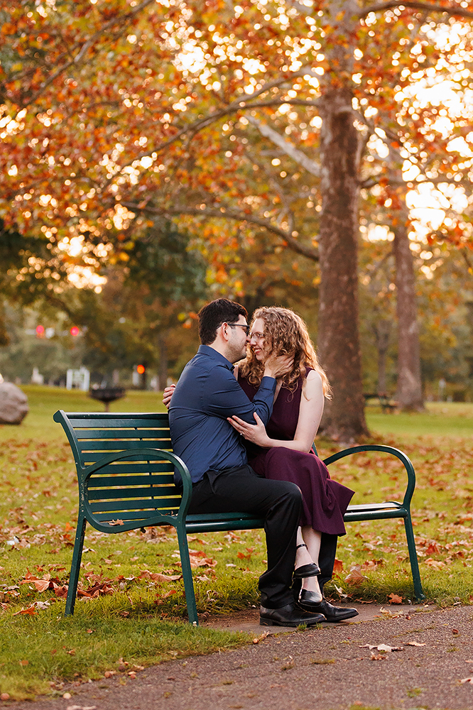 Milham Park colorful fall engagement