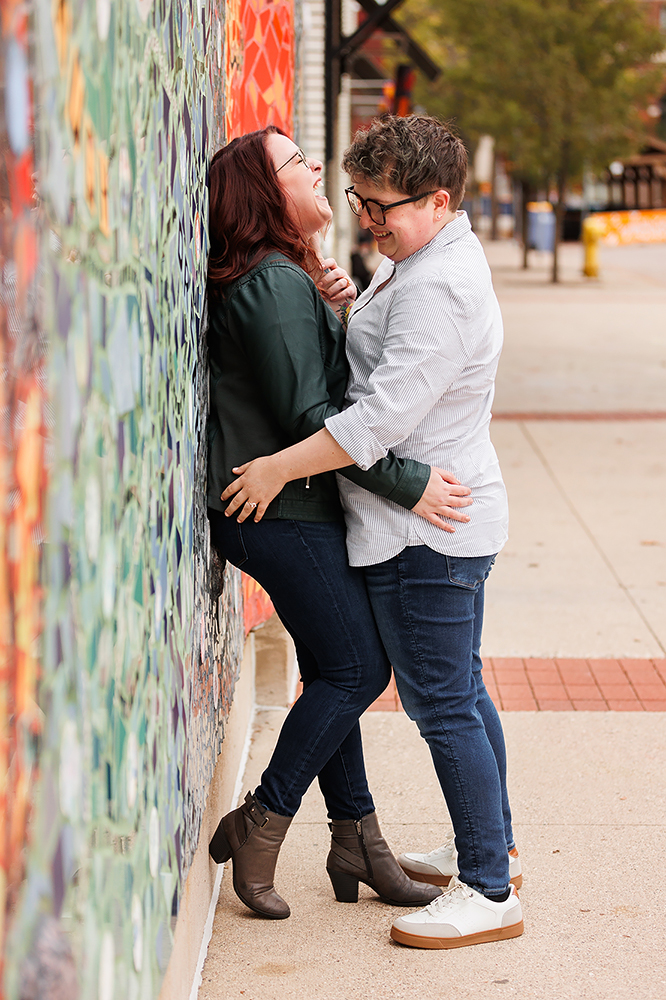 colorful downtown Grand Rapids engagement