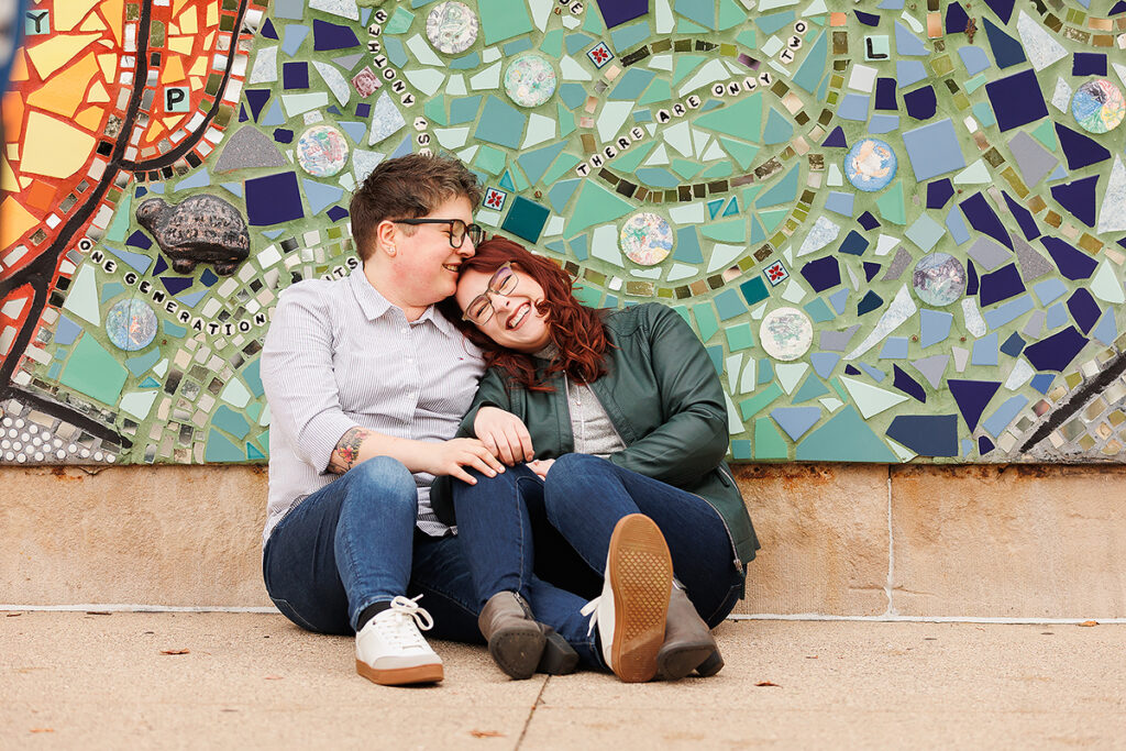 colorful downtown Grand Rapids engagement