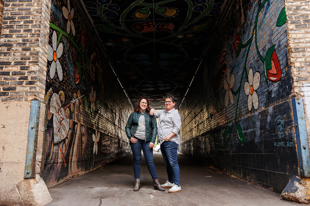 colorful downtown Grand Rapids engagement