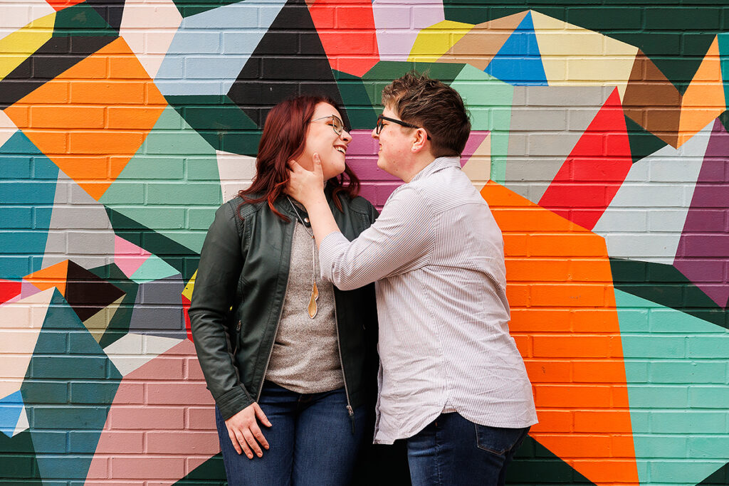 colorful downtown Grand Rapids engagement