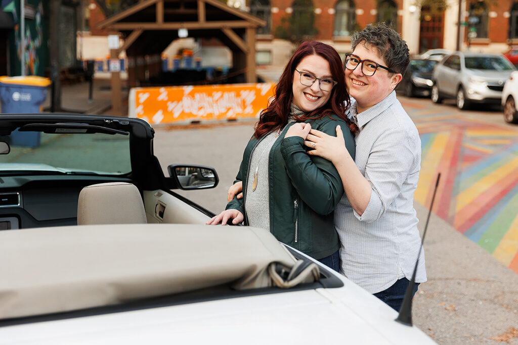 colorful downtown Grand Rapids engagement