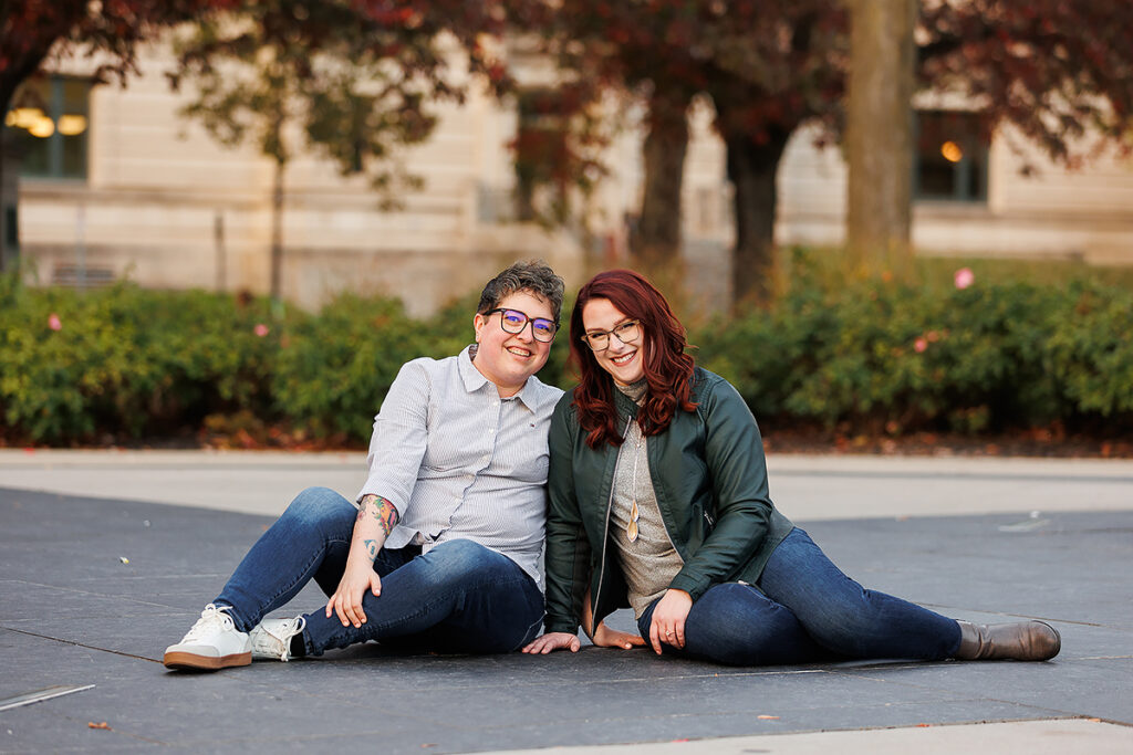 colorful downtown Grand Rapids engagement