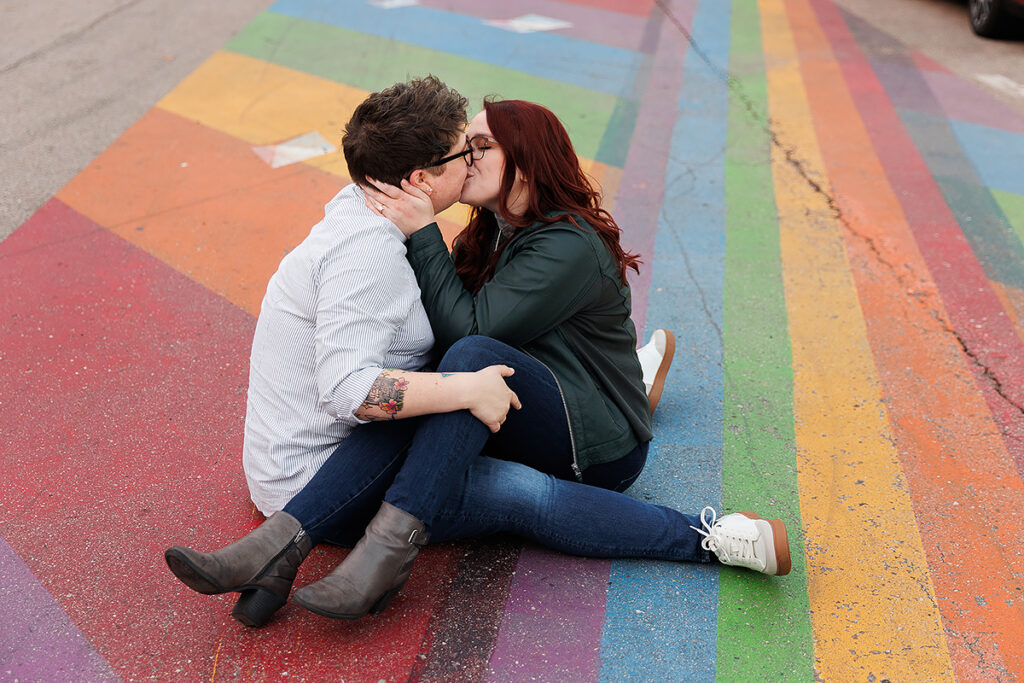 colorful downtown Grand Rapids engagement