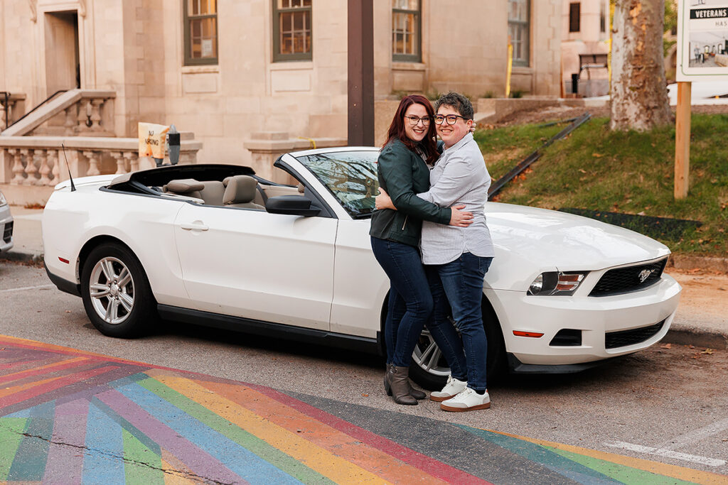 colorful downtown Grand Rapids engagement