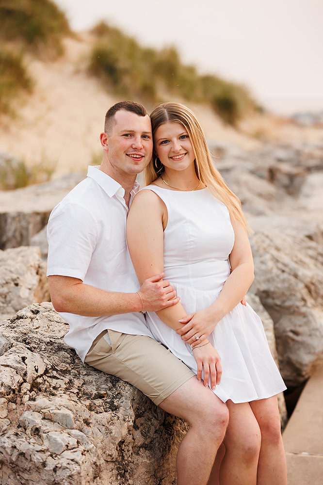 hazy Grand Haven engagement