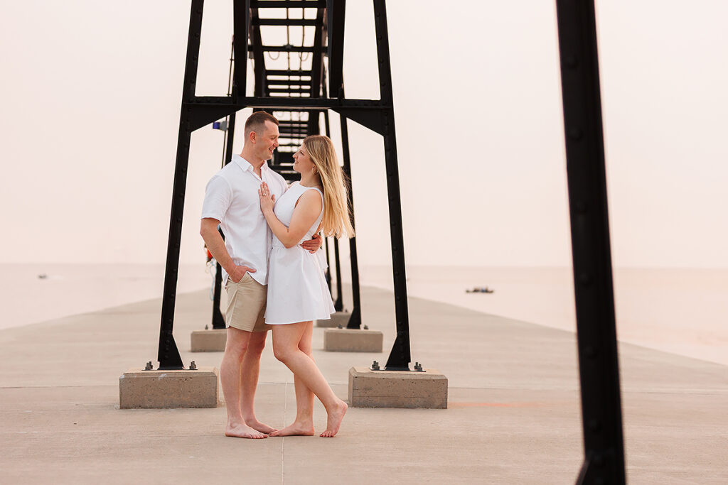 hazy Grand Haven engagement