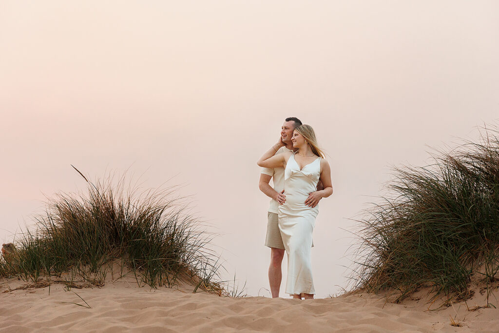 hazy Grand Haven engagement