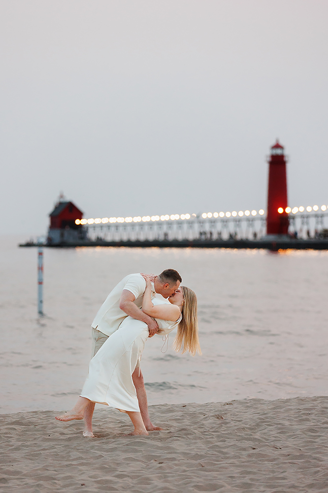hazy Grand Haven engagement