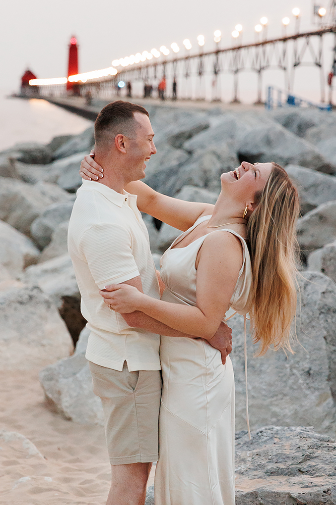 hazy Grand Haven engagement